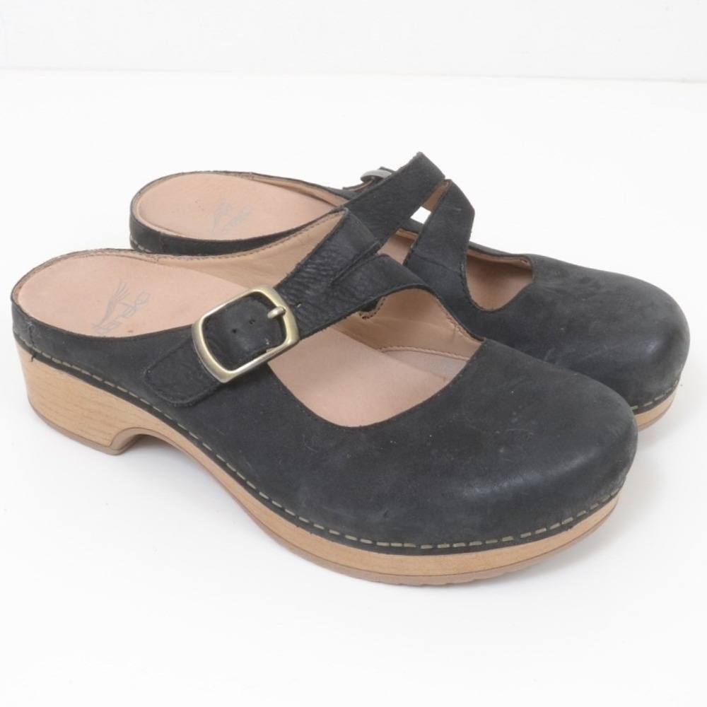 DANSKO Britney Women's 7.5 (38) Black Leather Mary Jane Mule Clog Nursing Shoes